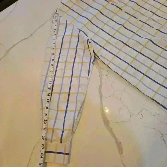 Foxcroft Womens Collared Cotton Plaid Button Down Shirt Blue Green Size 14 - Picture 9 of 9